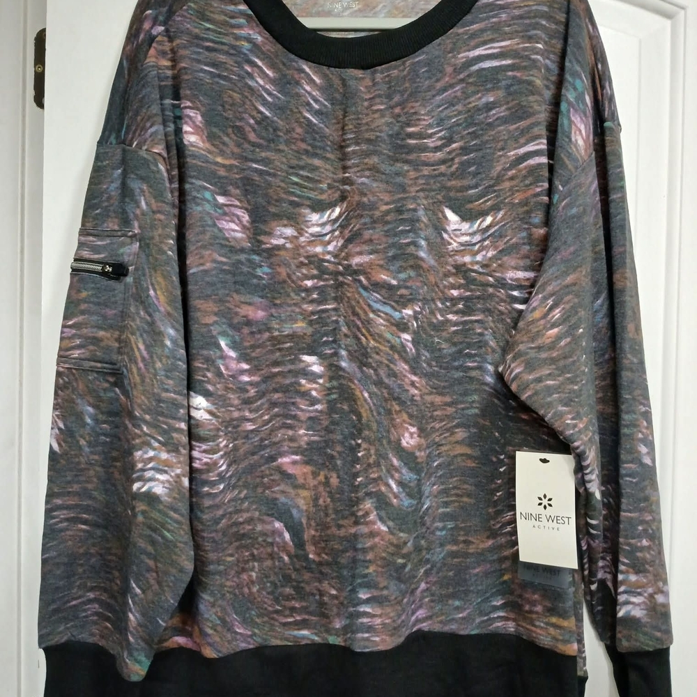 Nine West Abstract Patterned Sweater with Black Accents